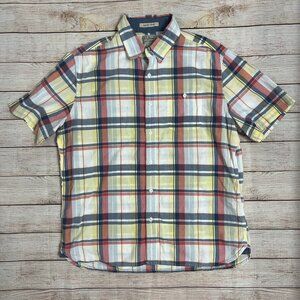LL Bean Mens L Plaid Short Sleeve Shirt Slightly Fitted 100% Cotton Multi